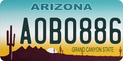 AZ license plate AOB0886