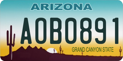 AZ license plate AOB0891