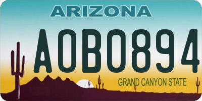 AZ license plate AOB0894