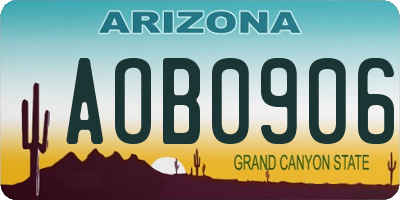 AZ license plate AOB0906
