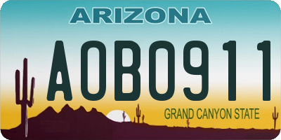 AZ license plate AOB0911