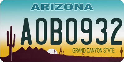 AZ license plate AOB0932