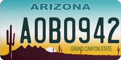 AZ license plate AOB0942
