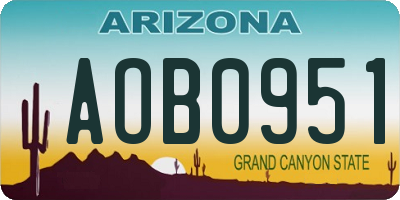 AZ license plate AOB0951