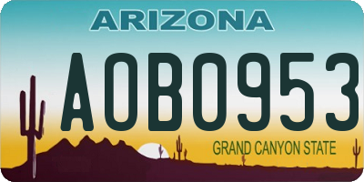 AZ license plate AOB0953