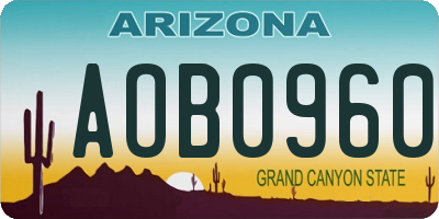 AZ license plate AOB0960