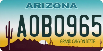 AZ license plate AOB0965