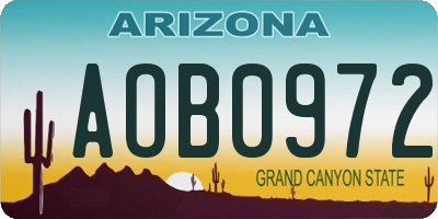 AZ license plate AOB0972