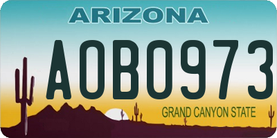 AZ license plate AOB0973