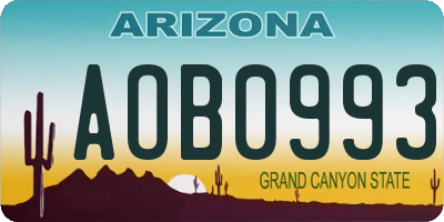 AZ license plate AOB0993