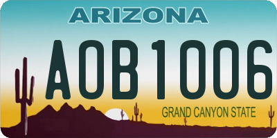 AZ license plate AOB1006