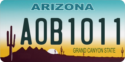 AZ license plate AOB1011