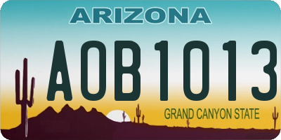 AZ license plate AOB1013