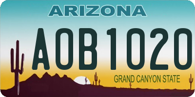 AZ license plate AOB1020