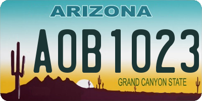 AZ license plate AOB1023