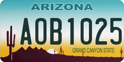 AZ license plate AOB1025