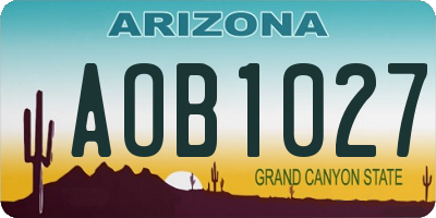 AZ license plate AOB1027