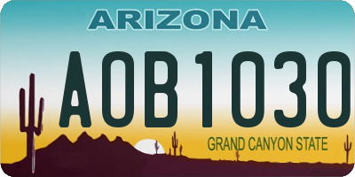 AZ license plate AOB1030
