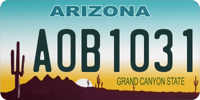 AZ license plate AOB1031