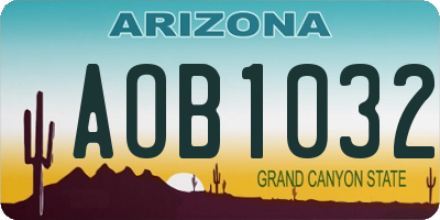 AZ license plate AOB1032