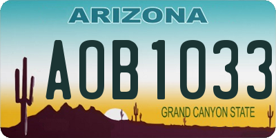 AZ license plate AOB1033
