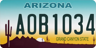 AZ license plate AOB1034