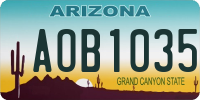 AZ license plate AOB1035