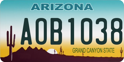 AZ license plate AOB1038