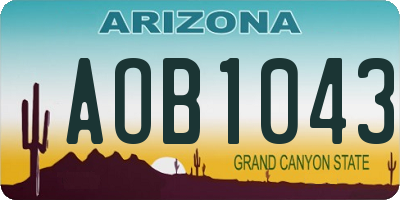 AZ license plate AOB1043
