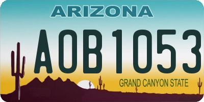 AZ license plate AOB1053