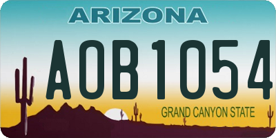 AZ license plate AOB1054