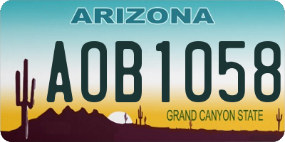 AZ license plate AOB1058