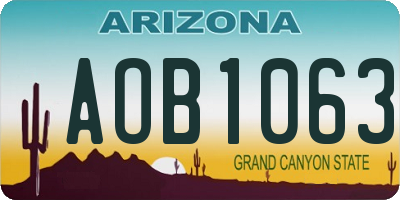 AZ license plate AOB1063