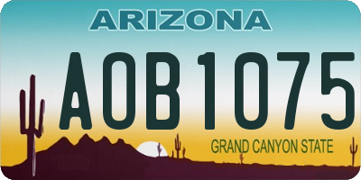 AZ license plate AOB1075