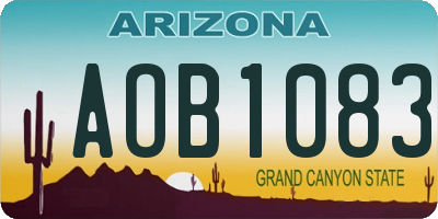 AZ license plate AOB1083