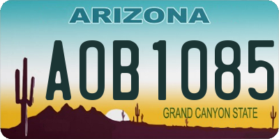 AZ license plate AOB1085