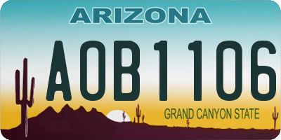 AZ license plate AOB1106