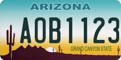 AZ license plate AOB1123