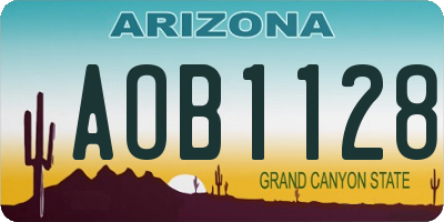 AZ license plate AOB1128