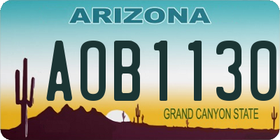AZ license plate AOB1130