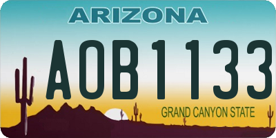 AZ license plate AOB1133