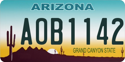 AZ license plate AOB1142