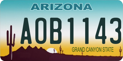 AZ license plate AOB1143