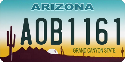 AZ license plate AOB1161
