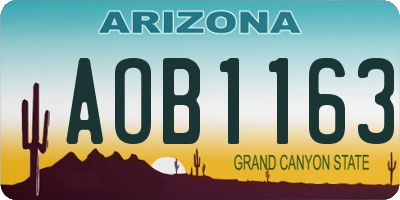 AZ license plate AOB1163