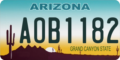 AZ license plate AOB1182