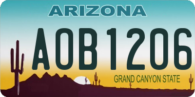 AZ license plate AOB1206