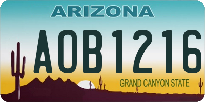AZ license plate AOB1216