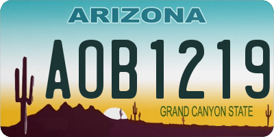 AZ license plate AOB1219