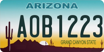AZ license plate AOB1223